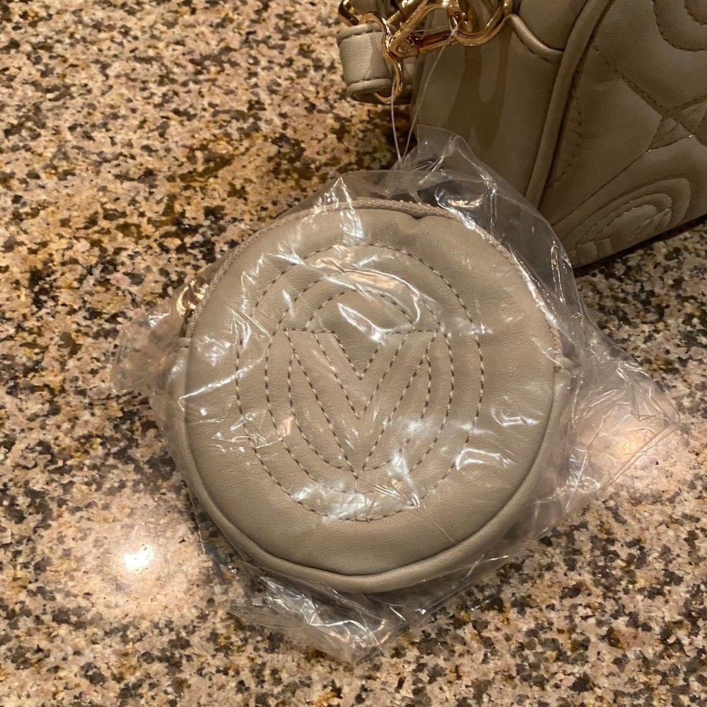 Valentino Orlandi Taupe Quilted Crossbody Bag with Tassel - Picture 2 of 6